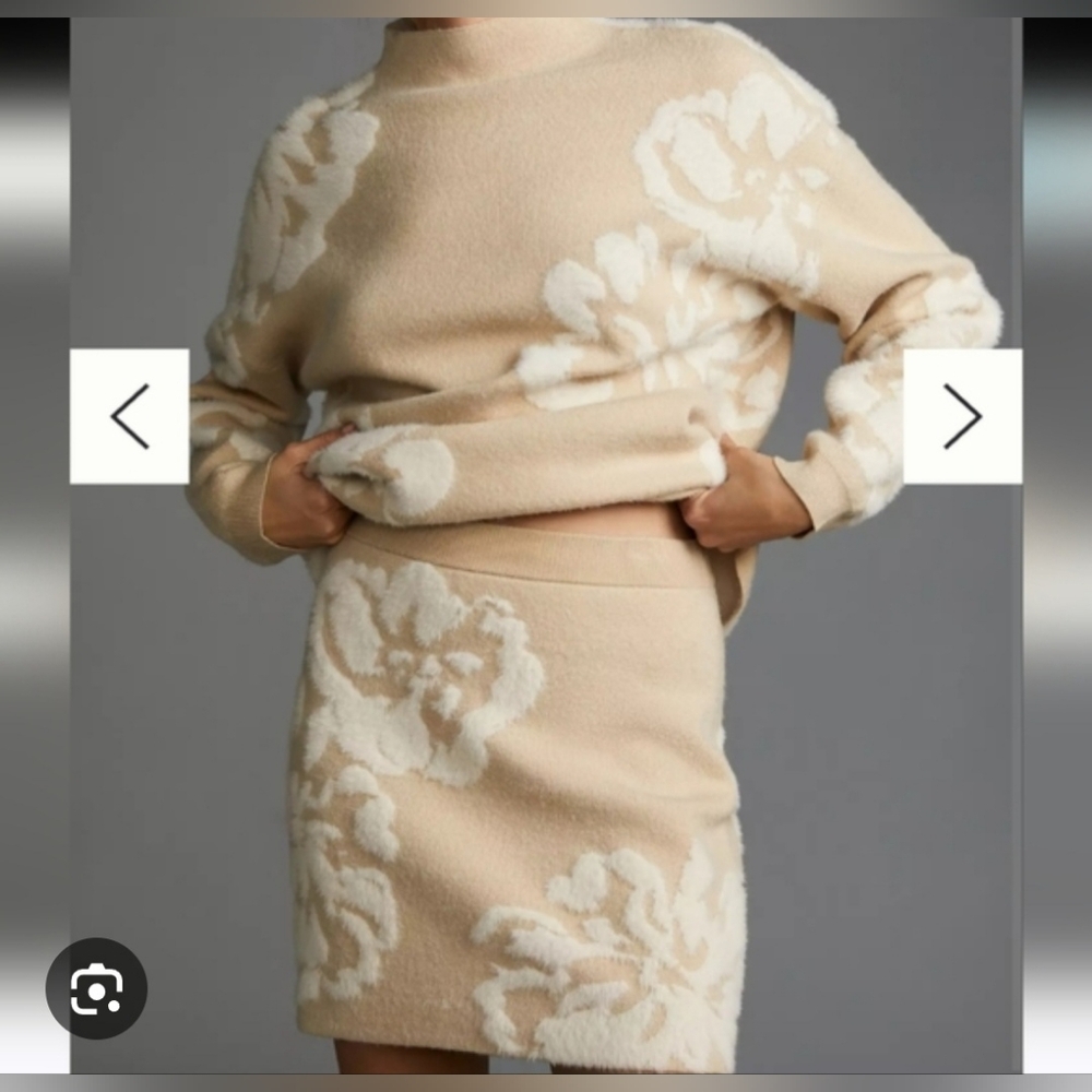 Anthropologie Beige and Cream Floral Set